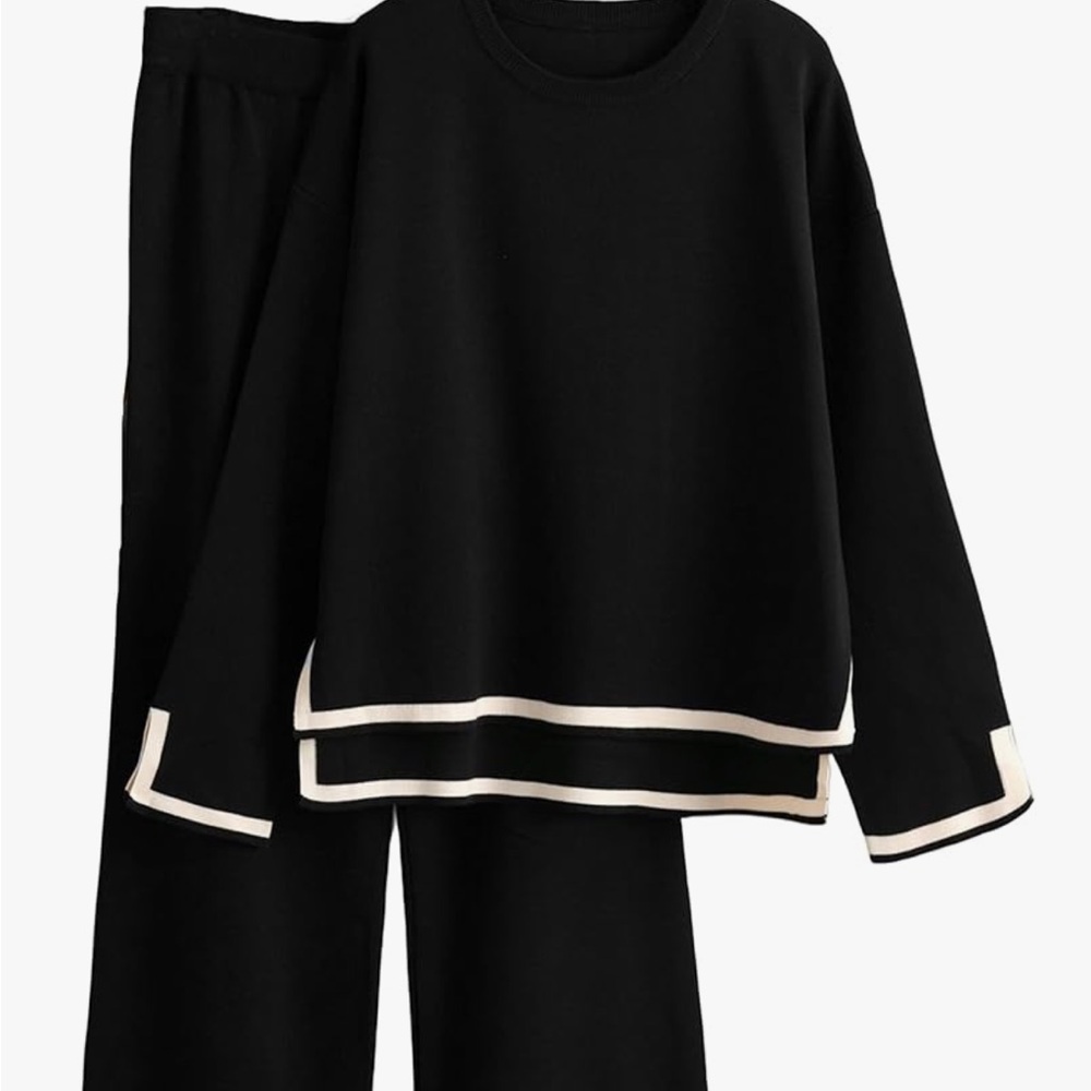 Elegant Black Women's Sweater Pajama Set